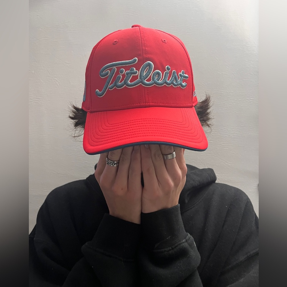 Titleist Tour Performance Red Golf Cap with Blue Logo Snap Back